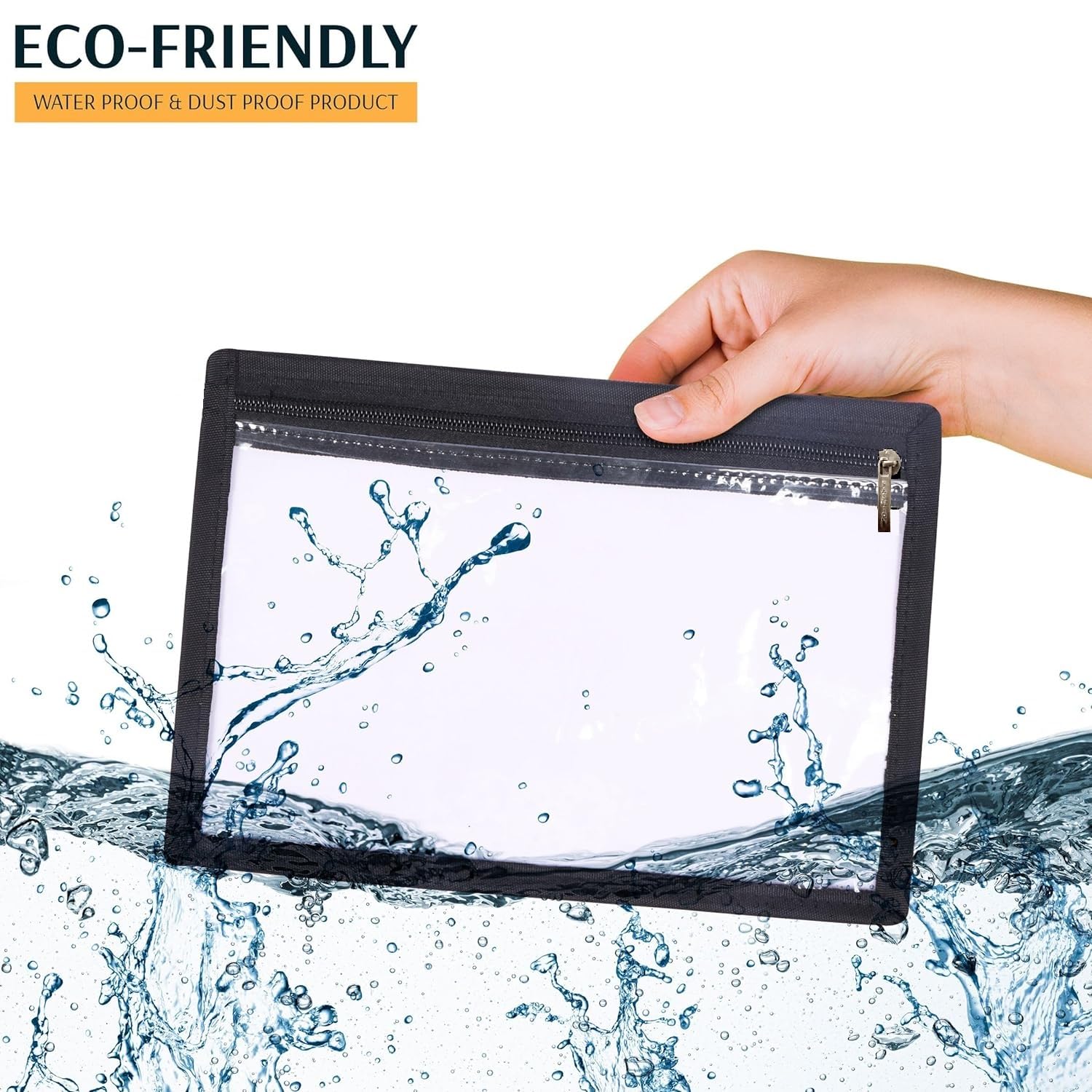 FRENYEAR Transparent Makeup Bags Cosmetic Makeup Bags | Clear PVC with Zipper Pouch Portable Travel Accessories Pouch (25 X 18 CM-(Pack of 12), Black) 1