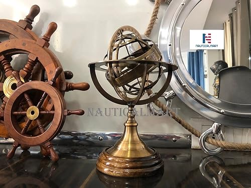 Miniatura 7 de Globo de esfera náutica armilar de latón grabado