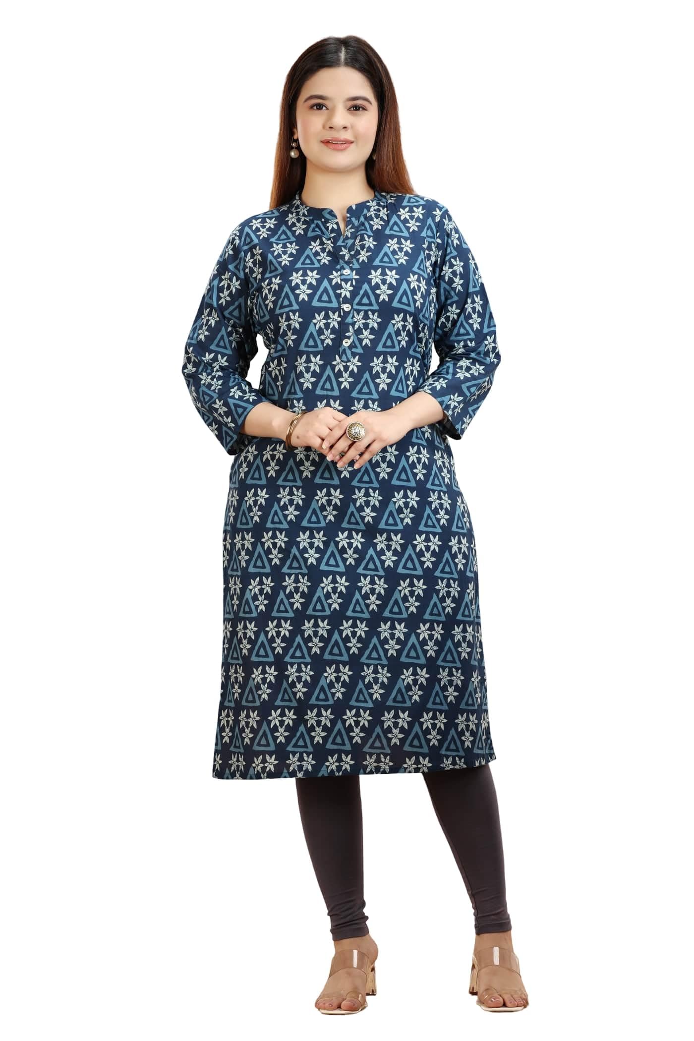 Indigo Jaipuri Cotton Straight Printed Kurta-image-22