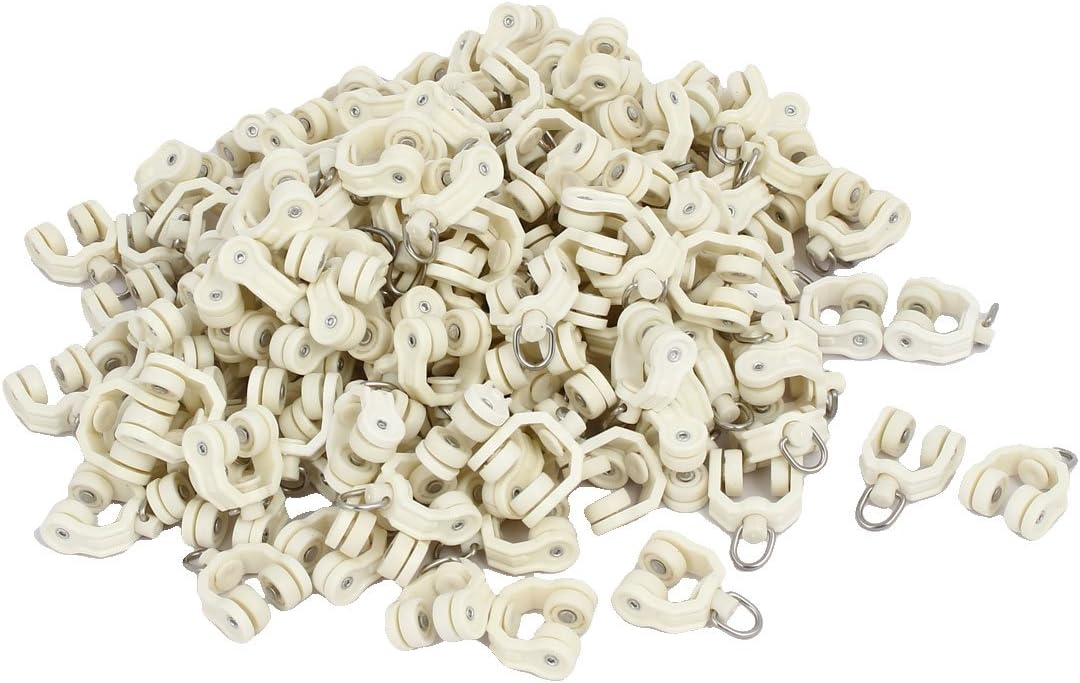 10mm Dia Window Treatments Wheel Swivel Eye Ring Curtain Track Rail Sliding Roller Window Treatment Sets Beige 200pcs