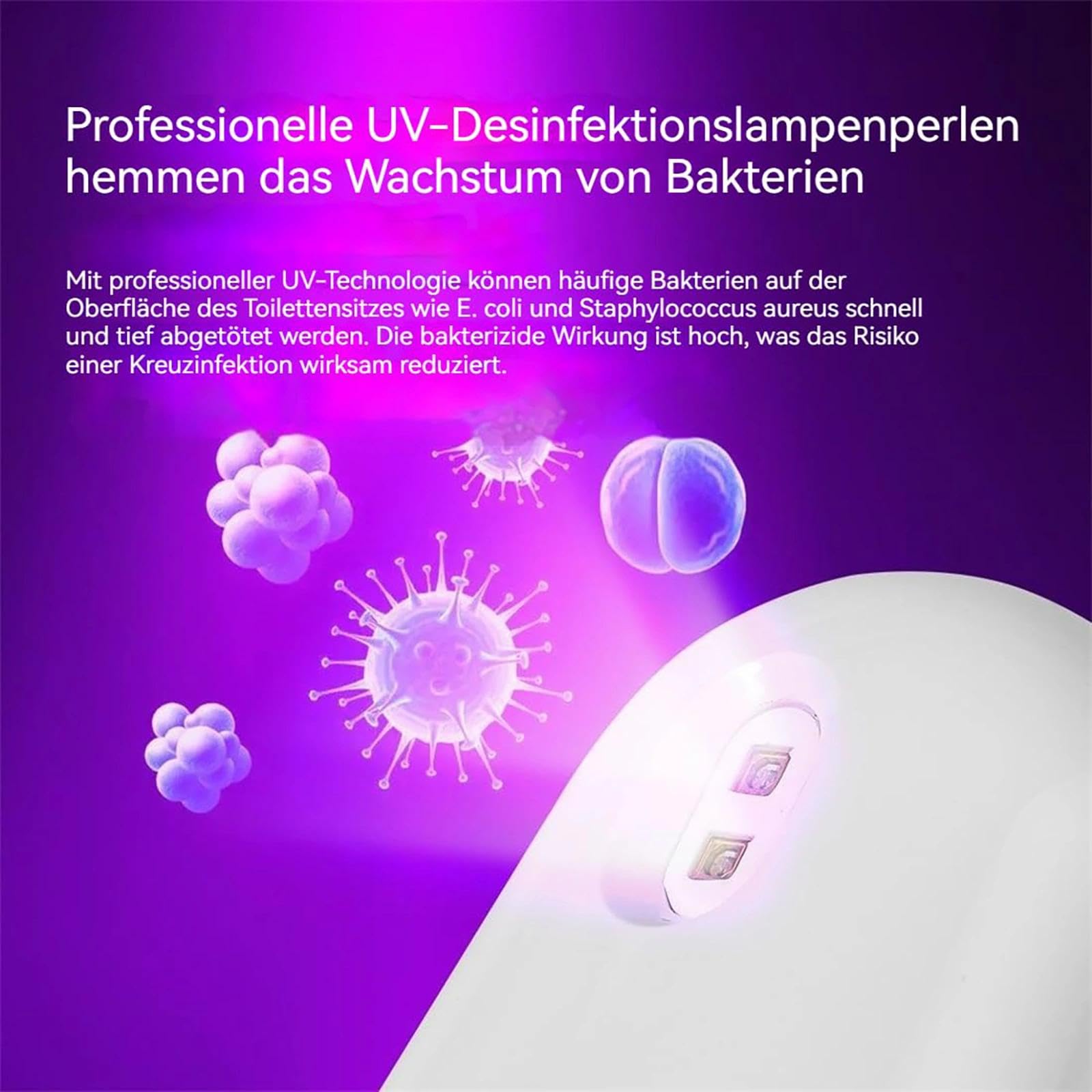 self cleaning uv toilet sanitizer and night light,uv licht gegen bakterien,uv-c lamp,selbstreinigendes uv-toiletten-desinfektionslicht 6 Farben, mit Nachtlicht & Bewegungssensor WC (A)