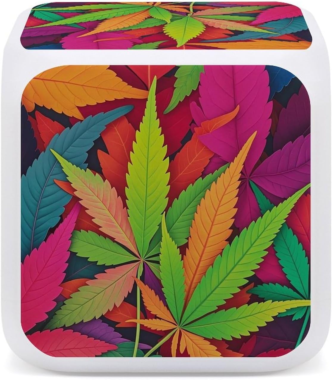 Night Light Alarm Clock, 7 Color Changing, MultiColor Leaf Weed Art image 5