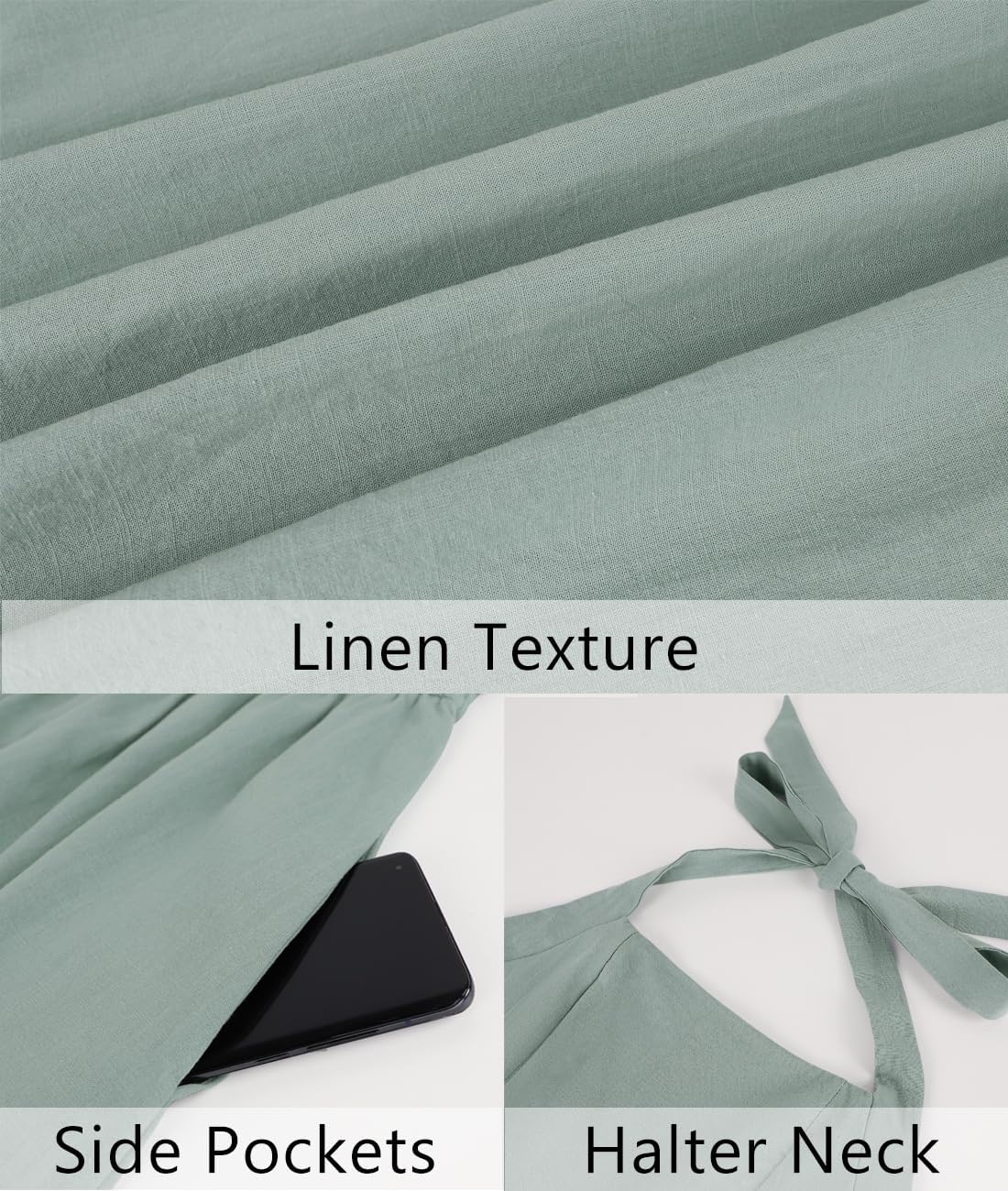 Naggoo Women's Summer Halter Midi Dress Sleeveless High Waist Swing Beach Long Dresses - Image 5