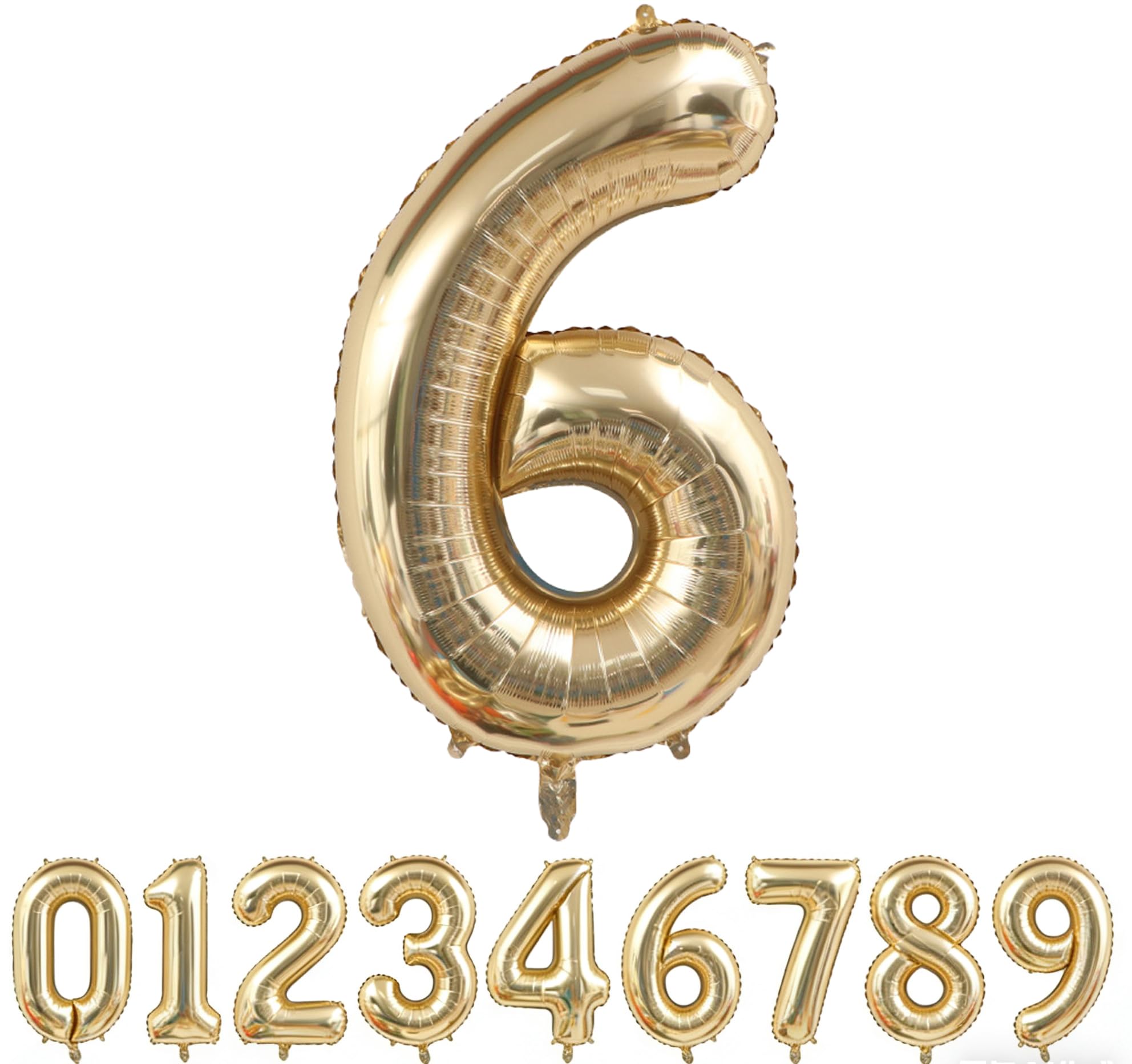Light Gold Number 6 Foil Balloon 40IN Champagne Gold 6 Mylar Helium Balloon | 6th Birthday Giant Balloon for Girls Boys Anniversary Events Party Decorations Supplies