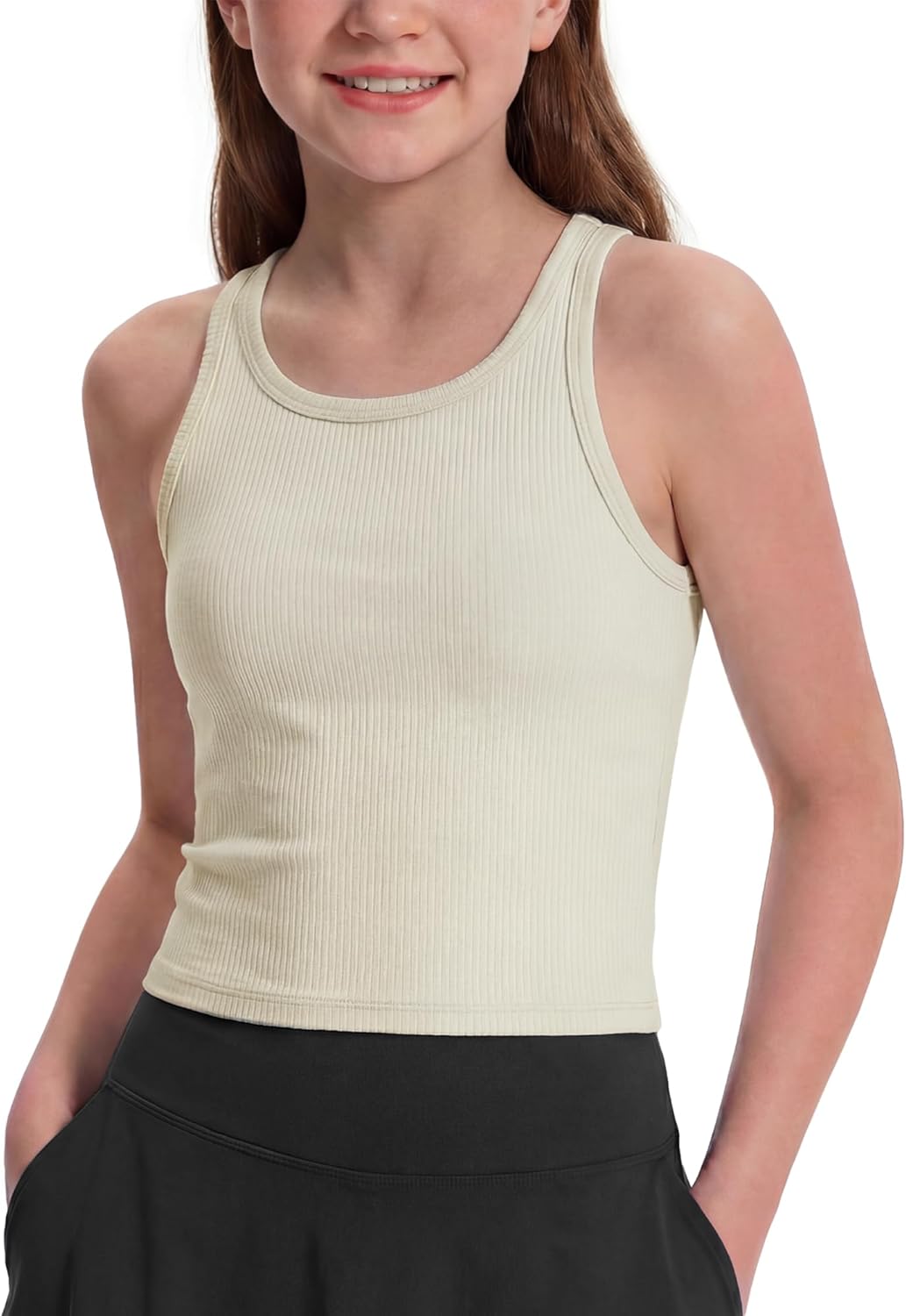 Stelle Girls Tank Tops Kids Athletic Tank Top High Neck Crop Tops for Girl Yoga