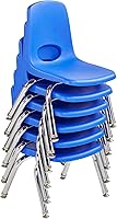 Vista 4 de FDP Silla Escolar Apilable de 10", Asiento Apilable para Estudiantes con Patas de Acero Cromado y Deslizadores Giratorios de Nylon; Para Aprendizaje