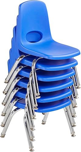 Miniatura 4 de FDP Silla Escolar Apilable de 10", Asiento Apilable para Estudiantes con Patas de Acero Cromado y Deslizadores Giratorios de Nylon Para Aprendizaje