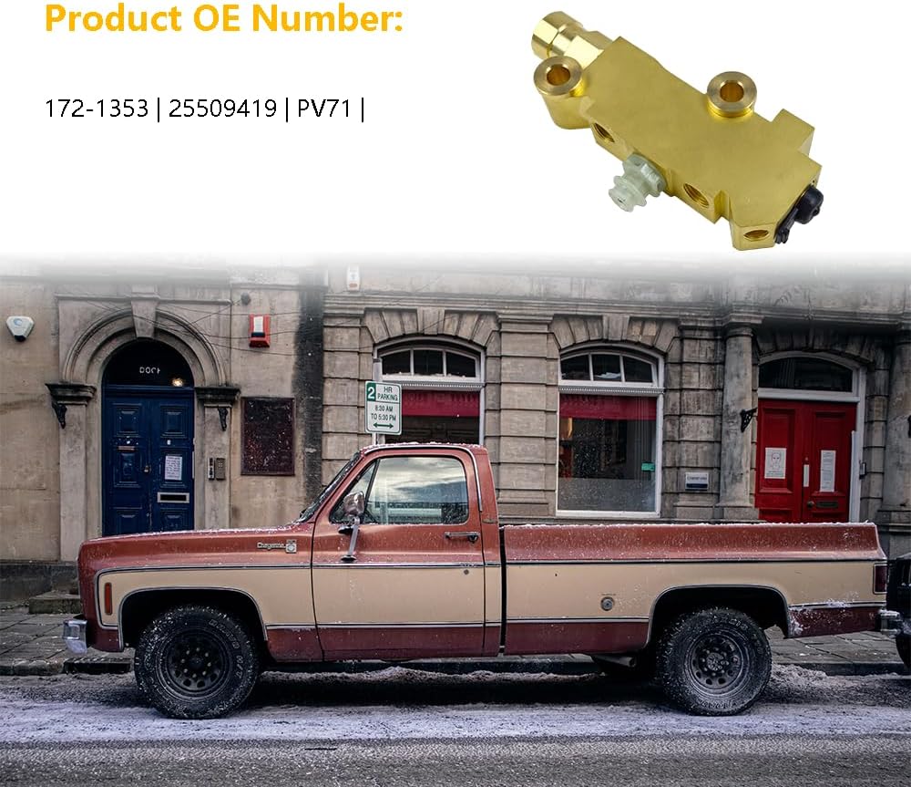 172-1353 PV2 Brass Disc/Drum Disc Front Drum Rear Brake Proportioning Valve & Mount Bracket Connector Kit | Fit for GM Vehicles Chevrolet (Chevy), Ford, Chrysler Classic Car & Truck | OE 25509419 PV71