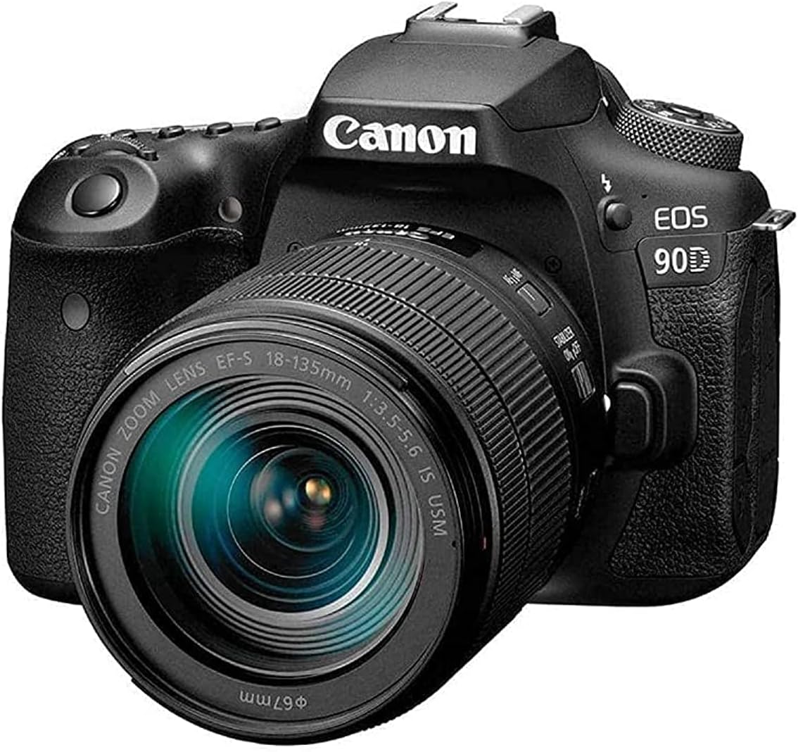 EOS 90D DSLR Camera With EF S 18-135mm Is USM Lens 32.5 MP APSC Sensor 4K Vari Angle Touchscreen Great For Wildlife & Sports Photography, Black