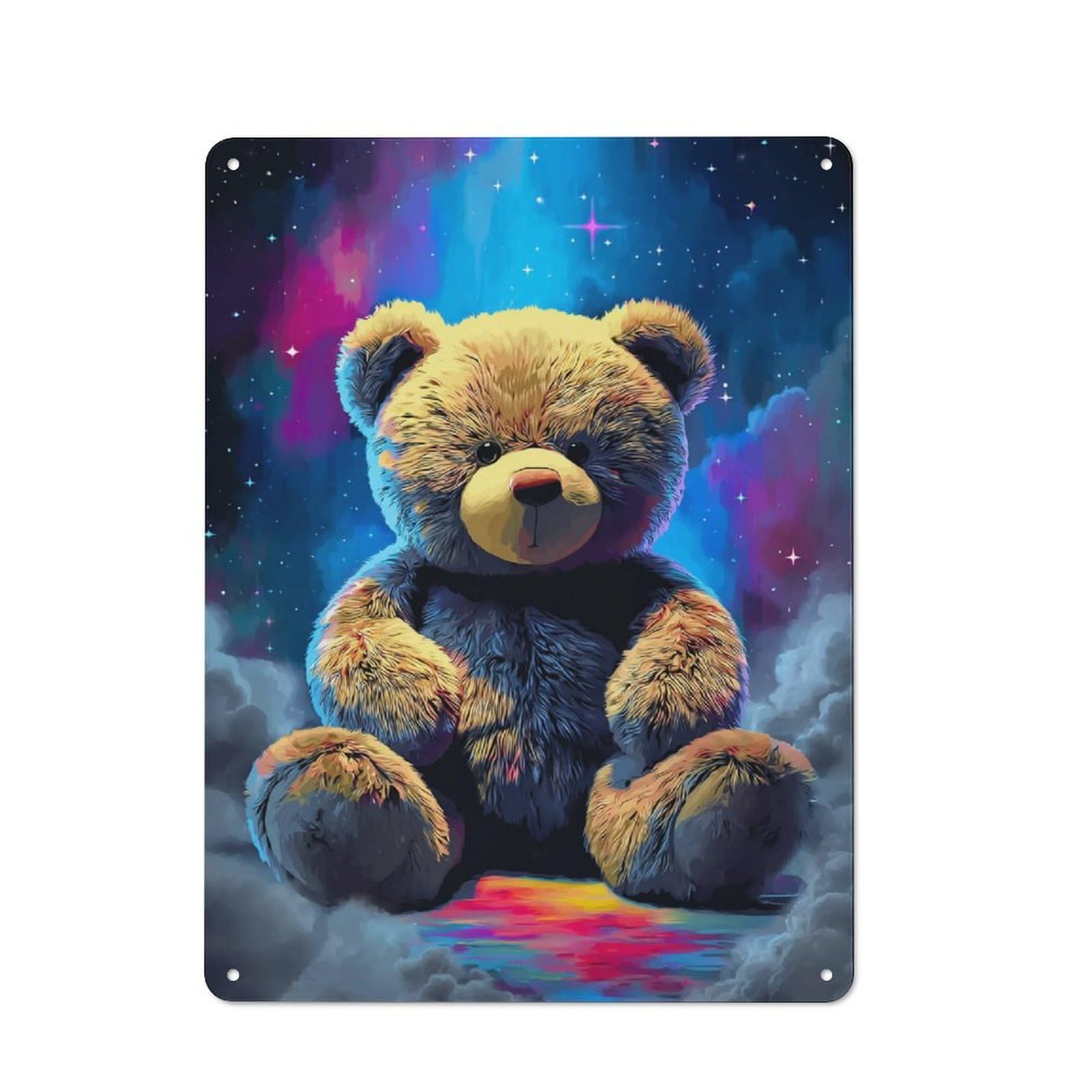 Junmoney Space Teddy Bear Adventure -1 Metal Wall Sign 40X30cm Featuring For Bar Or Restaurant, For Restaurant Interior Fans