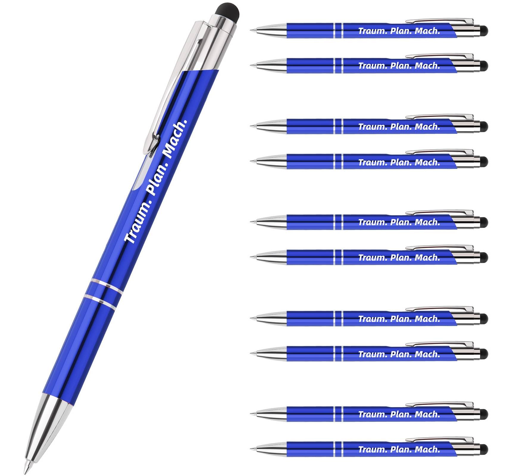 100er Personalisierter Kugelschreiber mit Gravur, 2in1 Hochwertiger Metall-Kugelschreiber mit Touchpen, Werbegeschenk für Unternehmen, Geschenk für Studenten Lehrer Kollegen, Blau Tinte