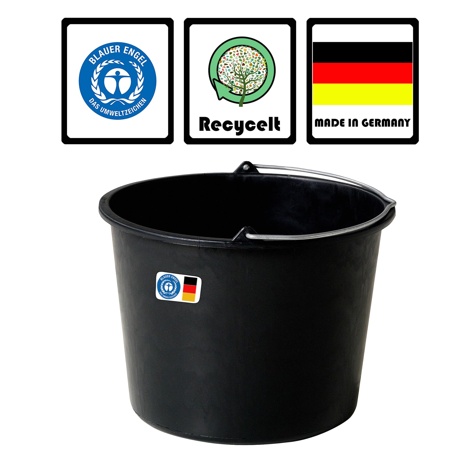 BigDean Lot de 10 seaux de chantier 20 l – Seau à mortier avec anse – Seau à eau stable avec graduation, motif ange bleu – Fabriqué en Allemagne