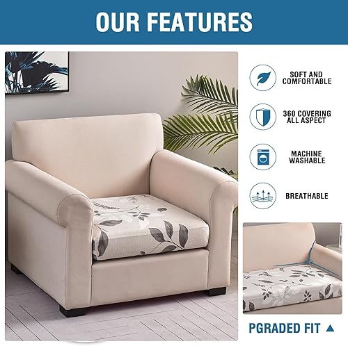 Miniatura 6 de KRFOONN Fundas elásticas de cojín de repuesto impresas para sofá, protector de muebles, fundas de cojín lavables con parte inferior elástica (S, A1)