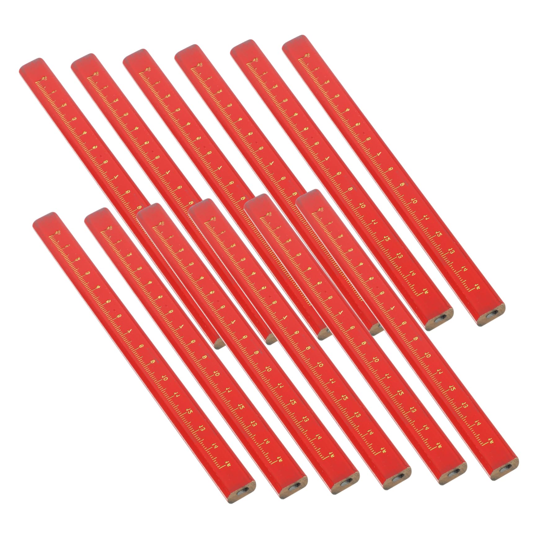 STOBOK Crayon de Menuisier Octogonal Rouge avec Échelle, Lot de 50