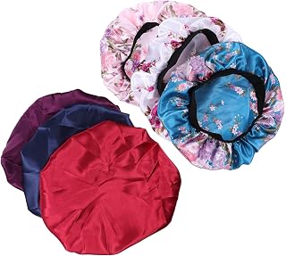 STAHAD 6 Pçs Boné Elástico Cabeça Dupla Flor Masculino Grande Envoltório Chapéu Feminino Comprimentos De Banho Para Chuveiro De Cetim Ajustável Ampla Capa De Spa Todos Os Bonés