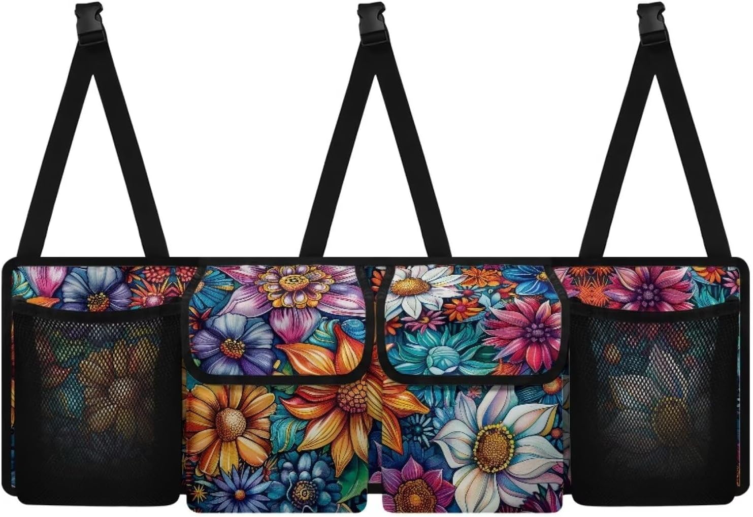 Pink Butterfly Daisy Backseat Trunk Organizer for Car Hanging Large Capacity Car Back Seat Organizer Car Storage Bag,Sturdy Space Saving Expert