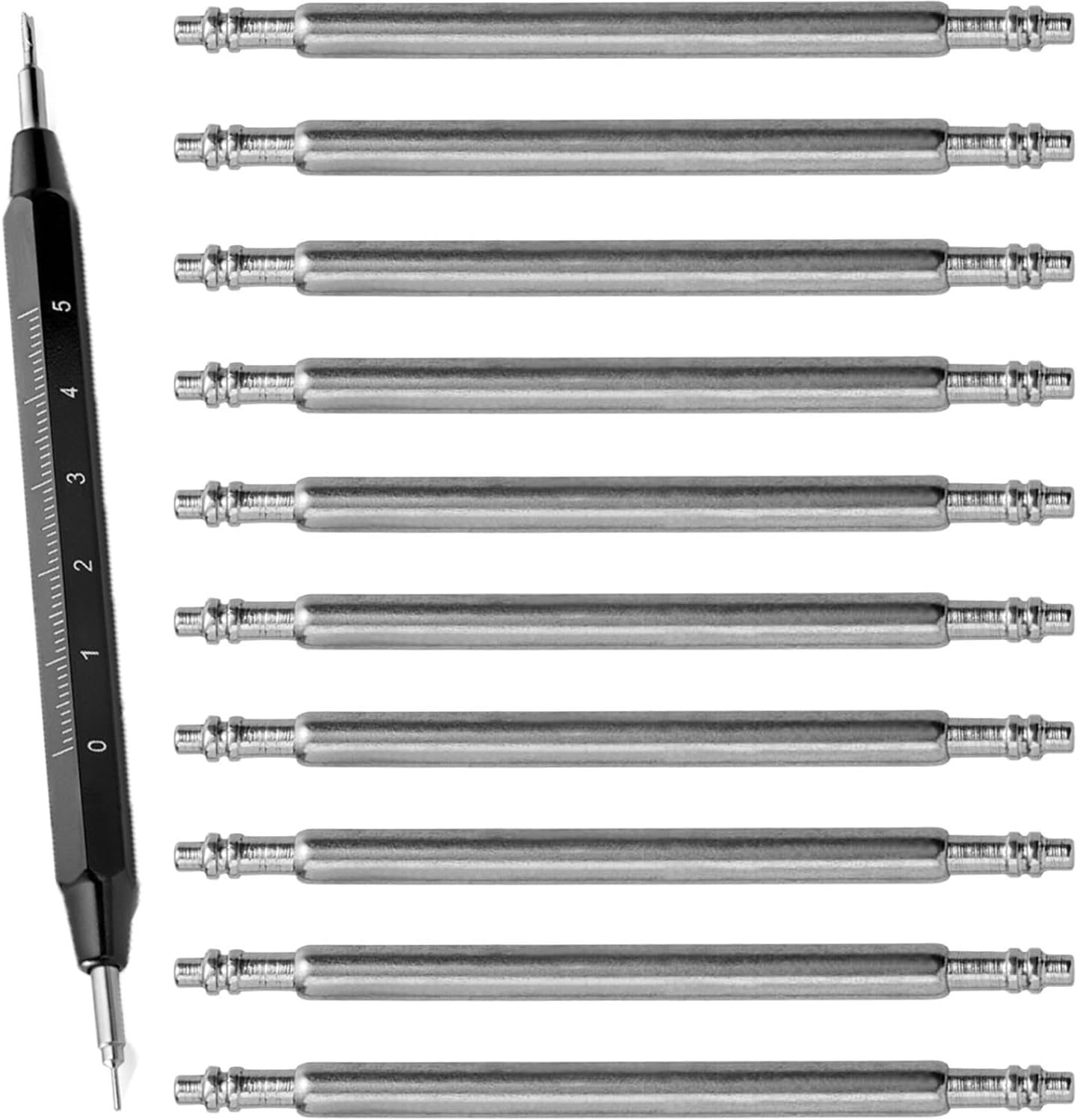 18mm 20mm 22mm 24mm Spring Bars, Watch Pins φ1.5mm Diameter 10pcs Stainless Steel Watch Pins with Wristwatch Band Remove Tool
