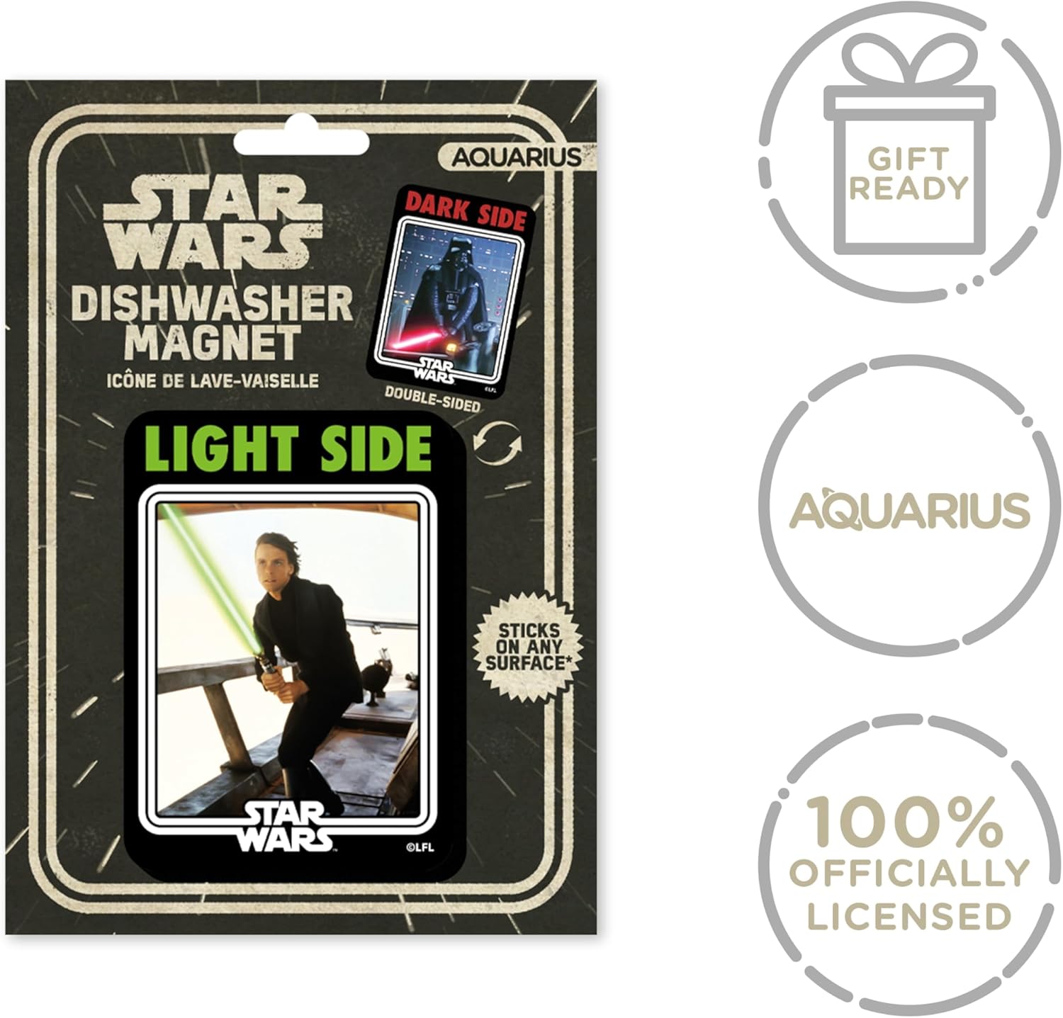 Aquarius Star Wars Dishwasher - 'Light Side' & 'Dark Side' Double Sided Clean Dirty Magnet Sign Indicator - Officially Licensed Star Wars Merchandise & Collectibles
