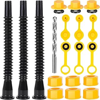 Gas Can Spout Replacement with Flexible Nozzle Super Long 11.8 inch Gaskets Vent Cap Base Cap Drill Bit Compatible with Midwest Scepter Gott Blitz Most Old Style Fuel Can Water Jug 1 2 5 Gallon Black