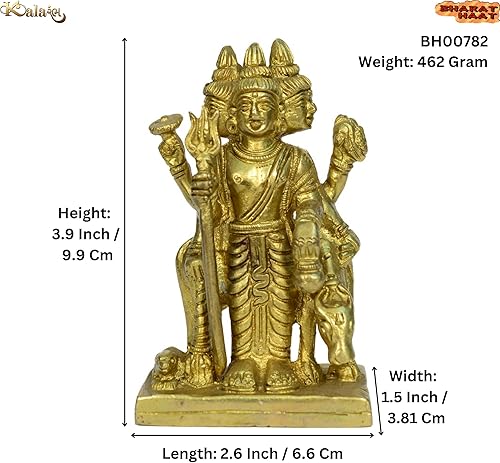 Miniatura 1 de Kalarambh Estatua de ídolo Murti de latón para Pooja Puja Mandir, artículos de decoración coleccionables, arte artesanal, amarillo, 2.6 x 1.5 x 3.9