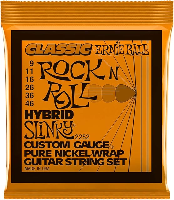 Ernie Ball Hybrid Slinky Classic Rock n Roll Pure Nickel Wrap Electric Guitar Strings - 9-46 Gauge