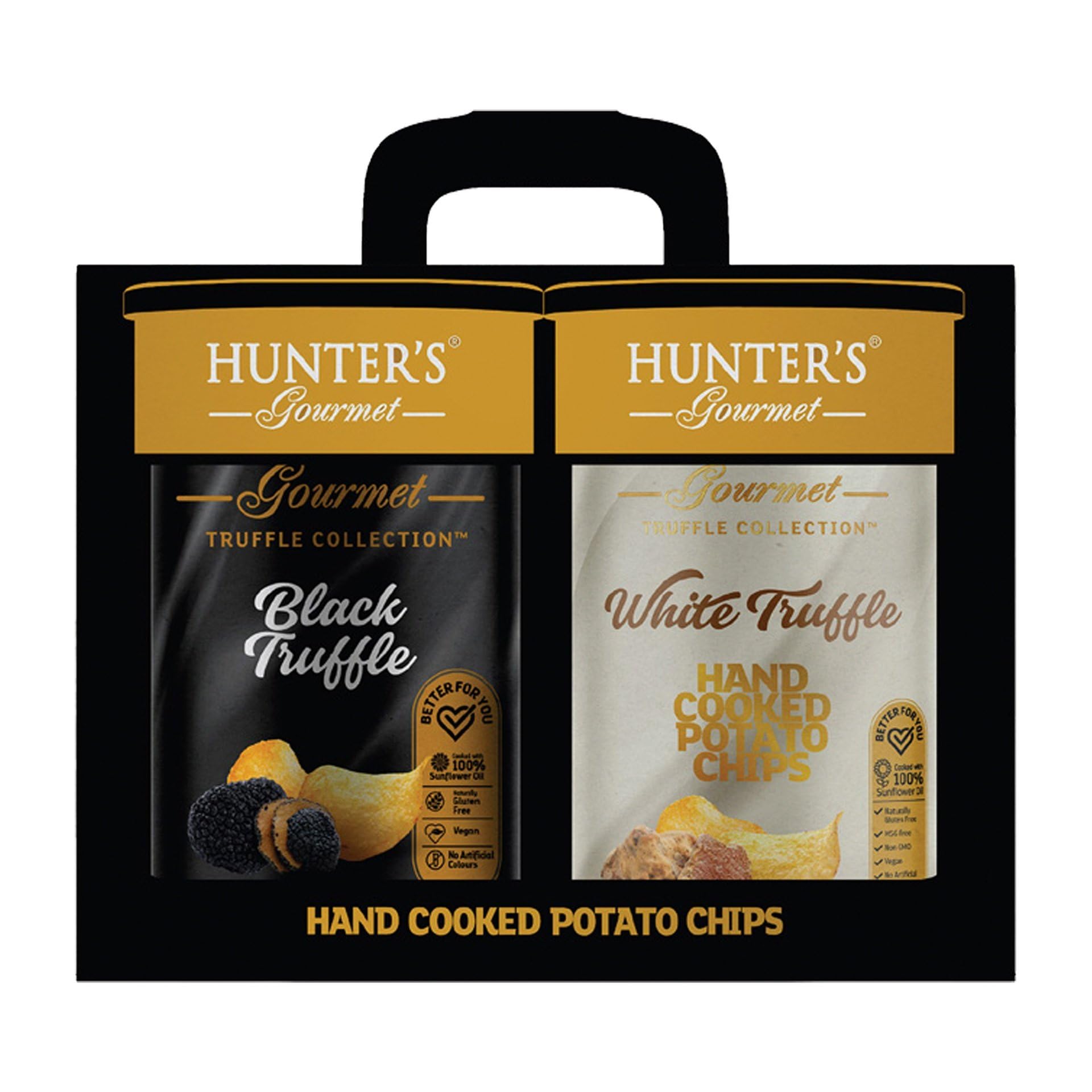 HUNTER'S GourmetHand Cooked Potato Chips Black Truffle 150g + White Truffle 150g