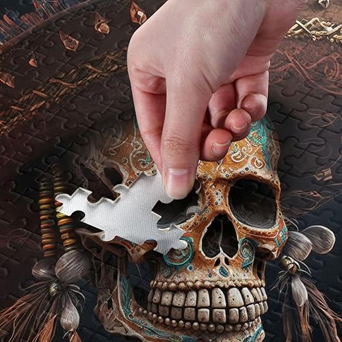 Miniatura 4 de Rompecabezas de madera de 1000 piezas con estampado de sombrero de calavera, ZZcon bolsa de almacenamiento de partición del alfabeto, fácil de