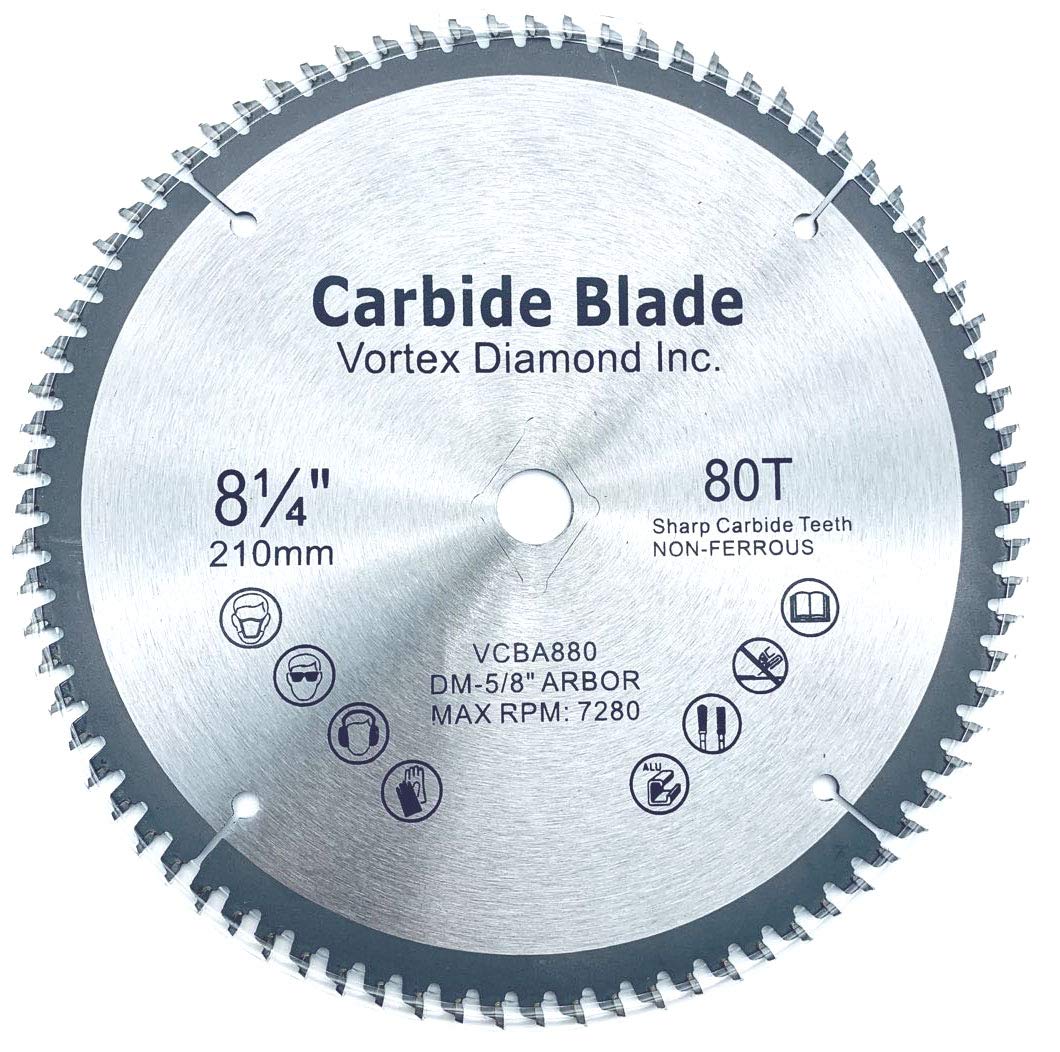 (5 Pack) VORTEX DIAMOND VAB 8-1/4 Inch 80 Teeth TCT Non-Ferrous Metal Cutting Circular Saw Blade (8-1/4 Inch 80 Teeth (5 Pack))