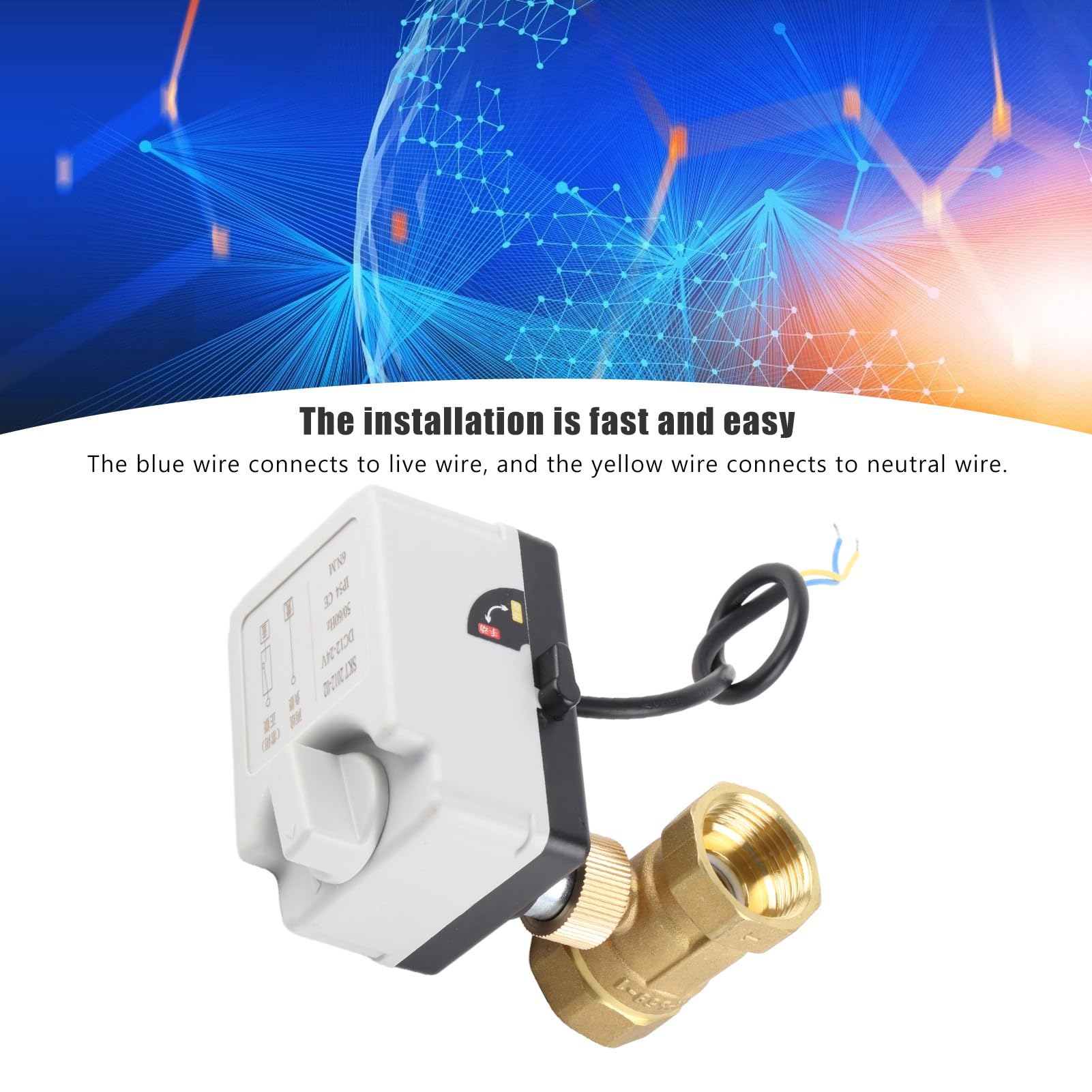 Valvola a sfera motorizzata in ottone 2 vie normalmente chiusa 12V 24V DC Smart Water Valve per impianti idraulici industriali Costruzione ABS DN25
