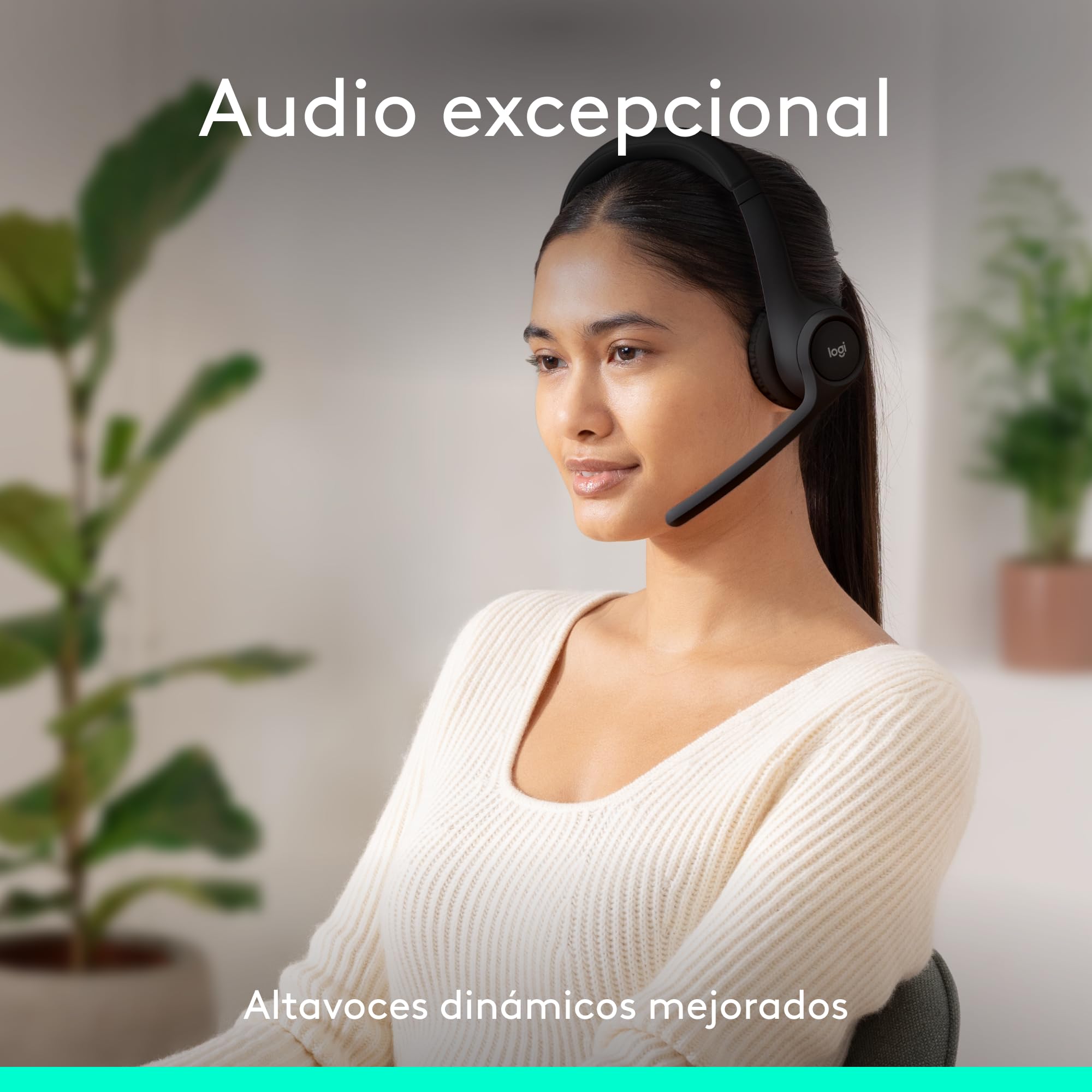 Logitech Zone 300, Auriculares con micrófono Bluetooth inalámbricos con cancelación de Ruido, compatibles con Windows, Mac, Chrome, Linux, iOS, iPadOS, Android - Negro