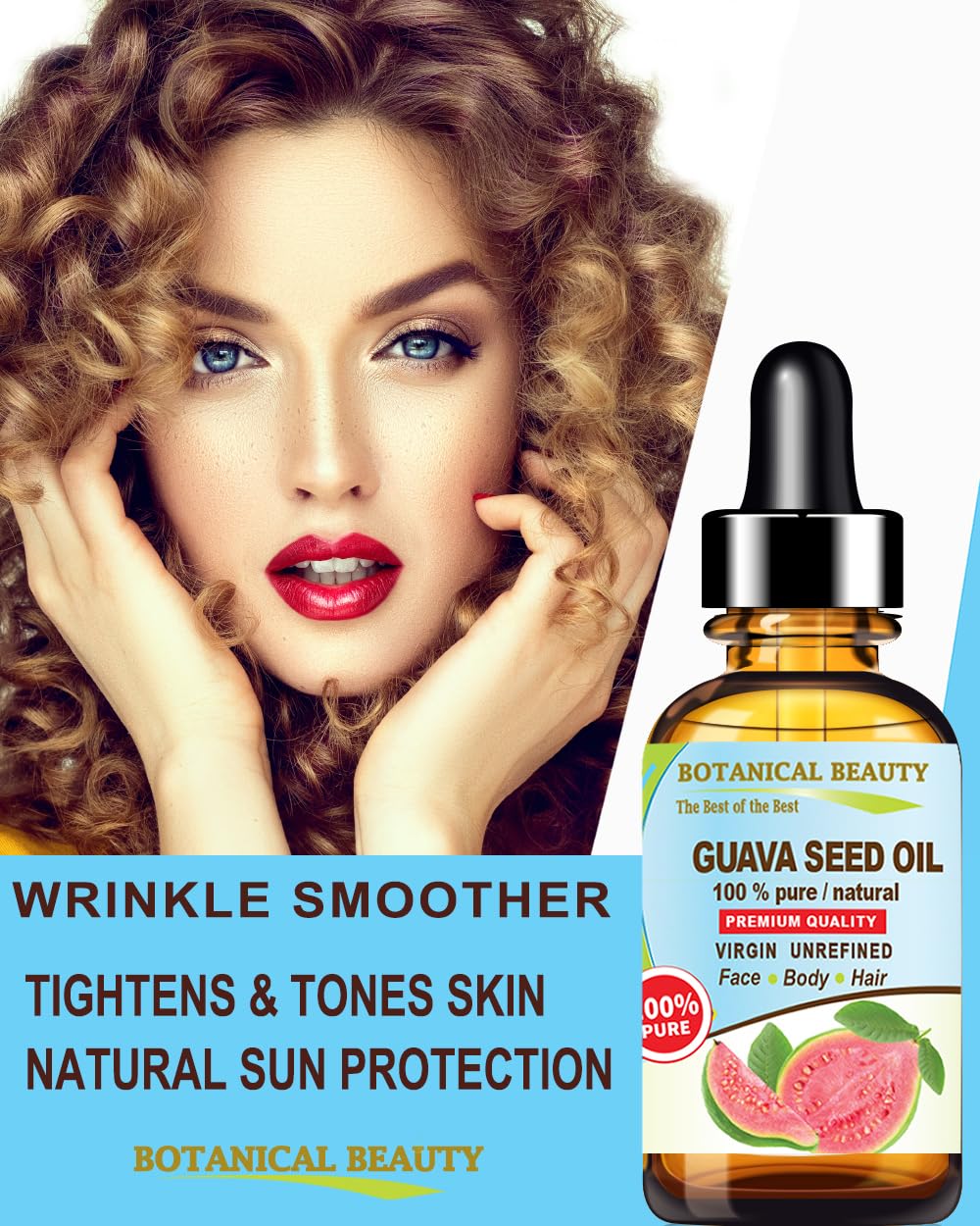 Botanical Beauty GUAVA SEED OIL 100% Pure Natural Virgin Unrefined Cold Pressed for FACE, SKIN, BODY, HAIR, NAILS Anti-Aging Vitamin C (2 Fl Oz 60 ml)