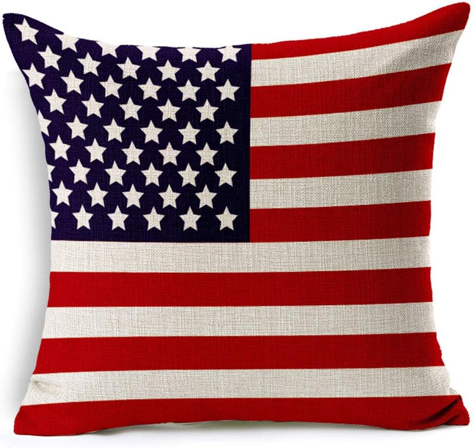 EgursUSA American Flag Cushion Cover Durable Cotton Linen Throw Pillow Case Flag Gift 18โx18 45x45cm