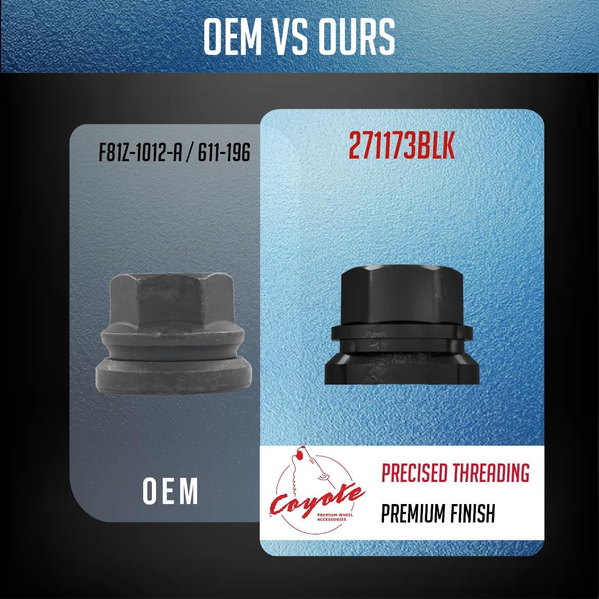 Wheel Accessories Parts 32 Pcs M14x2 Thread OEM Style Lug Nuts 0.90" Long Black 13/16" 21mm Hex Fits Ford F-250 F-350 Super Duty F81Z-1012-AA ｜ 611-196