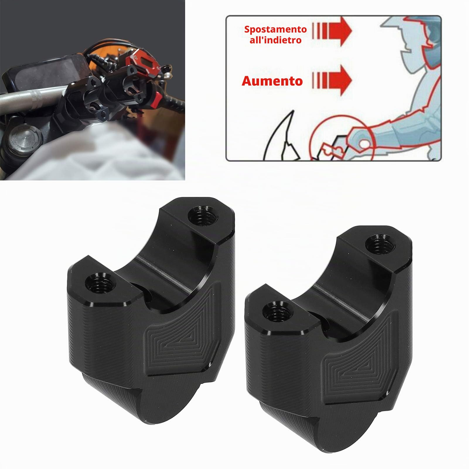 Aramox Riser Manubrio Moto, Compatibile con 502C/TRK502/502X/752S/Leoncino BJ500, Adatto Per Diametro Manubrio 28mm
