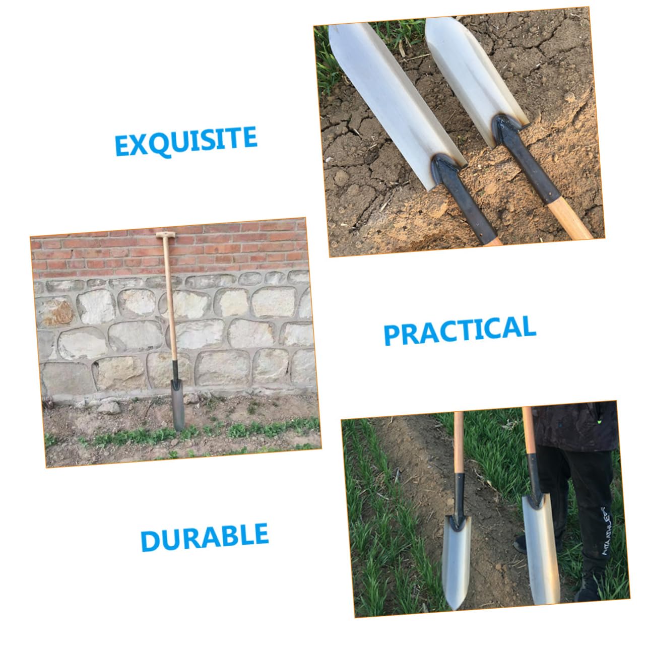 Happyyami Pala para Jardín de Acero Plata Herramienta para Plantar y Cultivar Suelo Adecuado para Huertos y Jardines Diseño Alargado y Punta Afilada