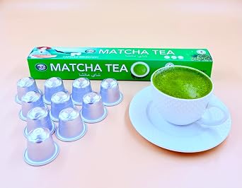 Matcha Çayı Kapsül 10’lu (2 gr) |%100 Camellia Sinensis Matcha Powder – Latte Grade | Vegan, Glutensiz, Doğal | Nespresso Uyumlu Kapsül