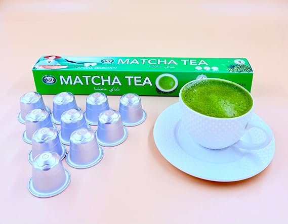 Matcha Çayı Kapsül 10’lu (2 gr) |%100 Camellia Sinensis Matcha Powder – Latte Grade | Vegan, Glutensiz, Doğal | Nespresso Uyumlu Kapsül
