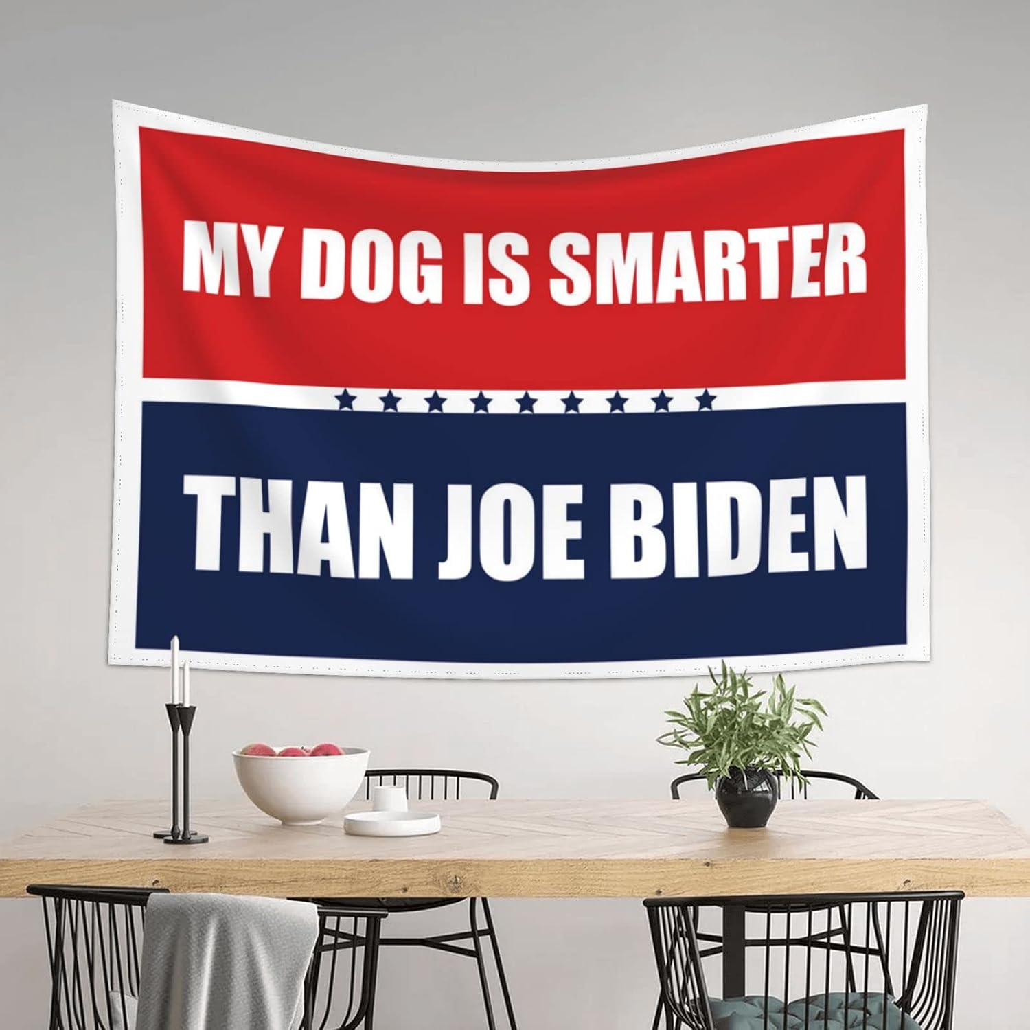 Outdoor Bar Decor My Dog Is Smarter Than Biden Tapestry Stuff For Your Room Home Decor Men(75X100CM)