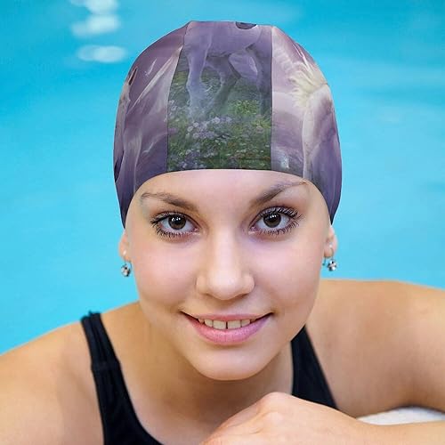 Miniatura 4 de Magic Unicorn Wonderland Adult Swim Cap Printed Swimming Hat Comfortable Bathing Cap Shower Caps for Long and Short Hair
