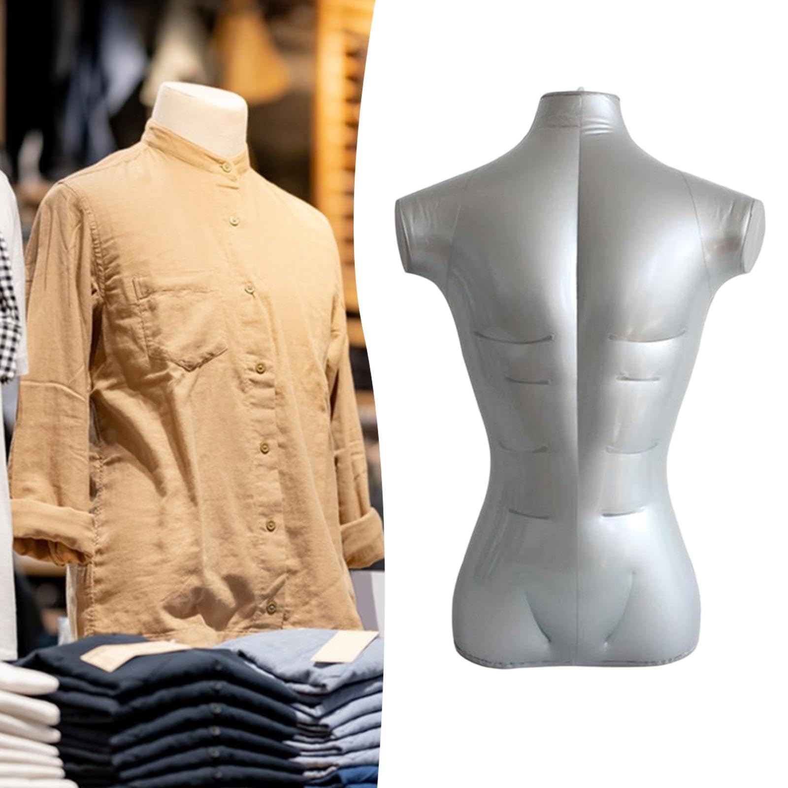 Harilla Manichino per la parte superiore del corpo, modello espositivo in PVC per magliette e sciarpe, Uomo Mezzo Busto