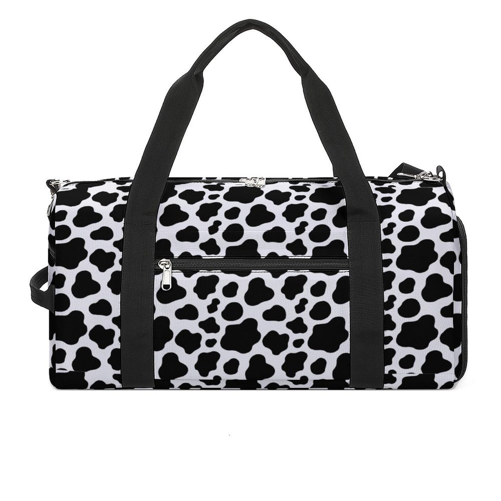 NELife Victorian Gothic Black Skull Sport Gym Duffle Travel Bag with Shoe Compartment,Wet Pocket for Men And Women, Cow Print, One Size