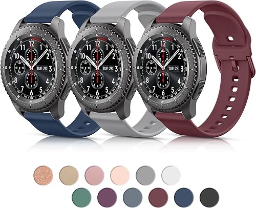 Paquete de 3 bandas para Samsung Gear S3 FrontierClassic Band para mujeres y hombres, correa deportiva de TPU suave de 0.866 pulgadas de repuesto