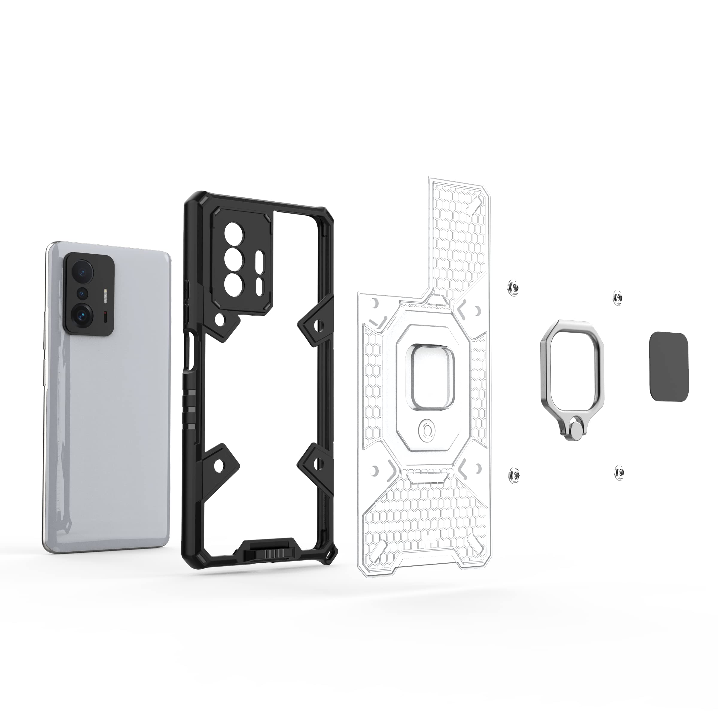 TingYR Cover Per Xiaomi 11T Pro 5G – Con Supporto Magnetico E Anello, Rossa