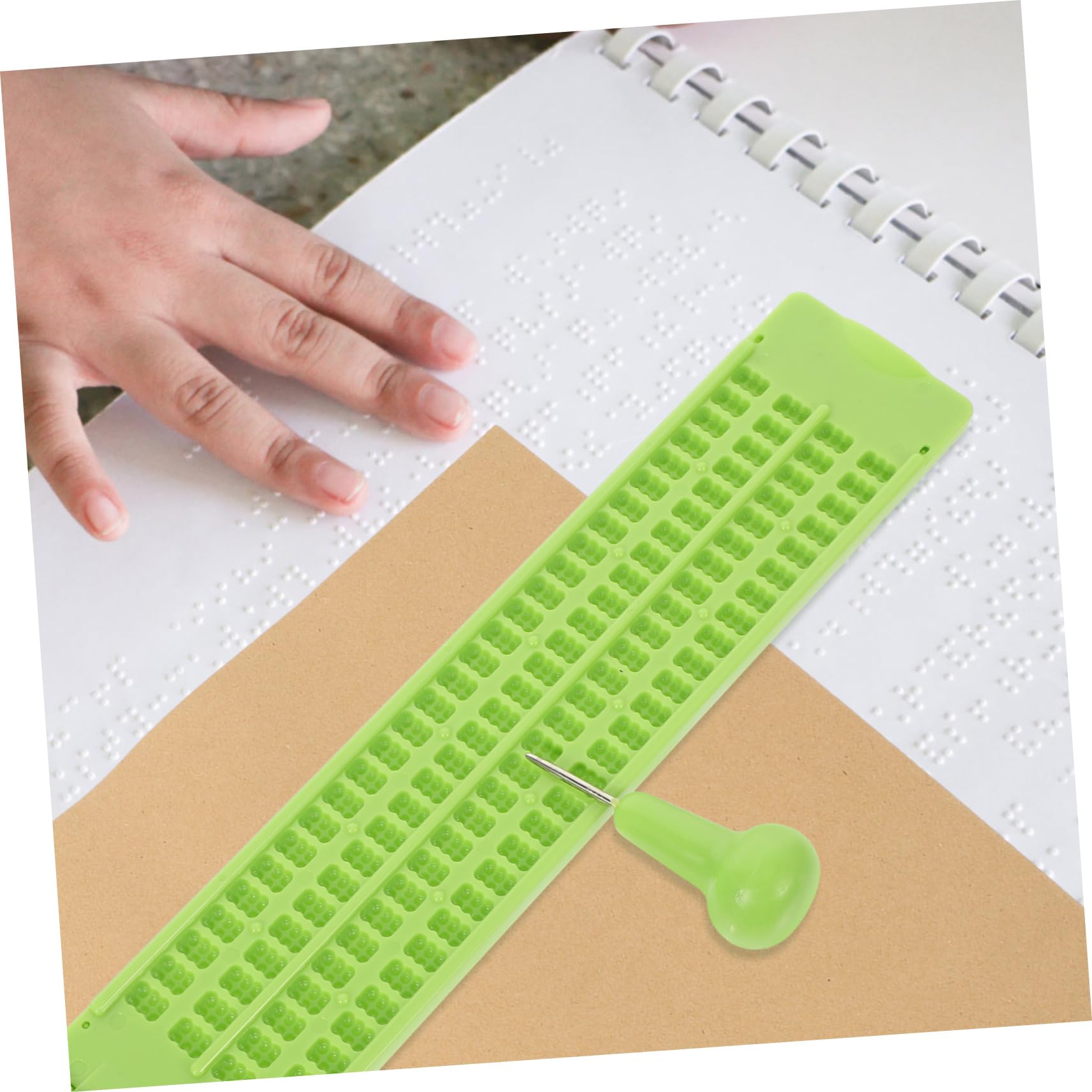 1set Tavoletta Braille Portatile Con Punteruolo Per Scrittura Per Persone Non Vedenti Leggero e Resistente Facile Da Trasportare e Utilizzare All Aperto