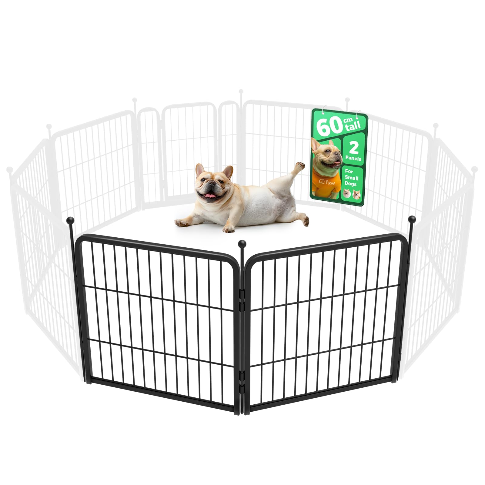 FXW Dog Playpen for Yard, RV Camping, 60cm 2 Panels for Puppy and Small Dogs│Patented