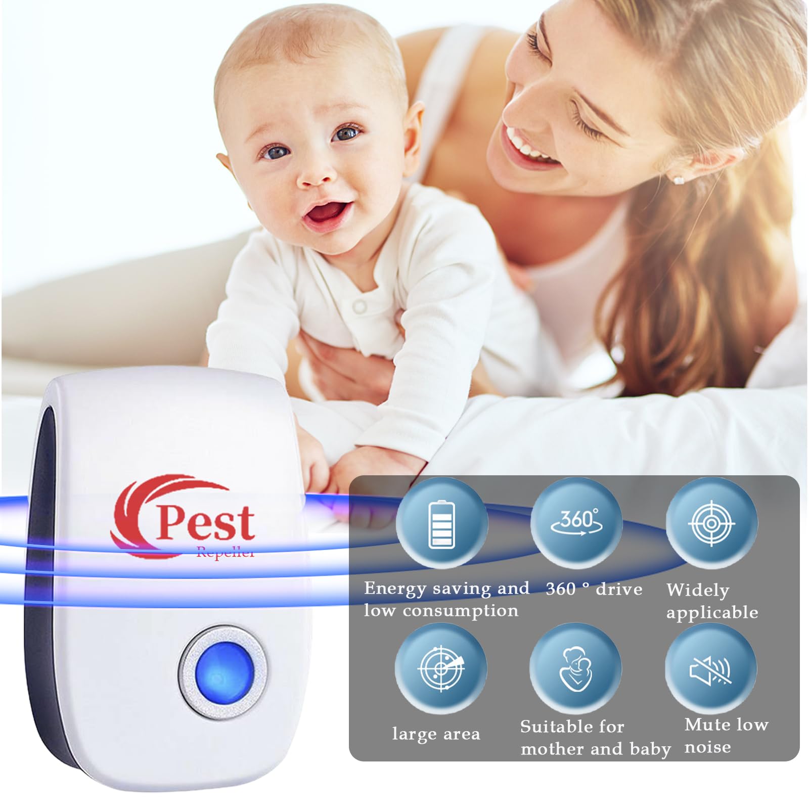 Repelente Ultrasónico de Plagas, 6 Pack Electrónico Repelente Control de Plagas, Repelente Ultrasónico Mosquitos para Anti Mosquitos, Moscas, Ratones, Cucarachas, Arañas, Roedores