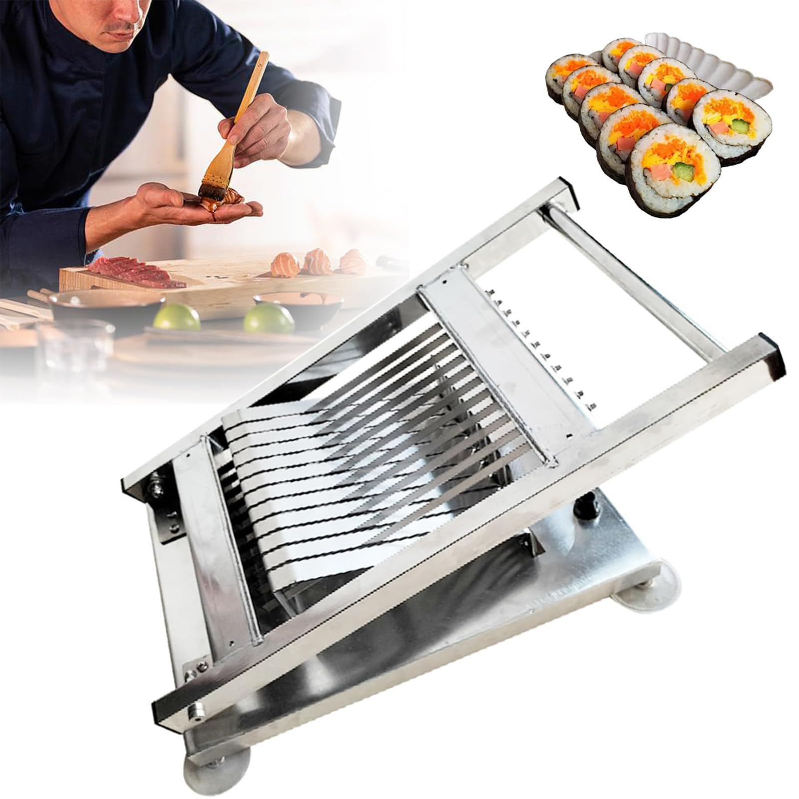 FHRKA Sushi Roll, 8/10/12 Segment Manual Rice Ball Slicing Machine for Kitchen Restaurants and Snack Bars