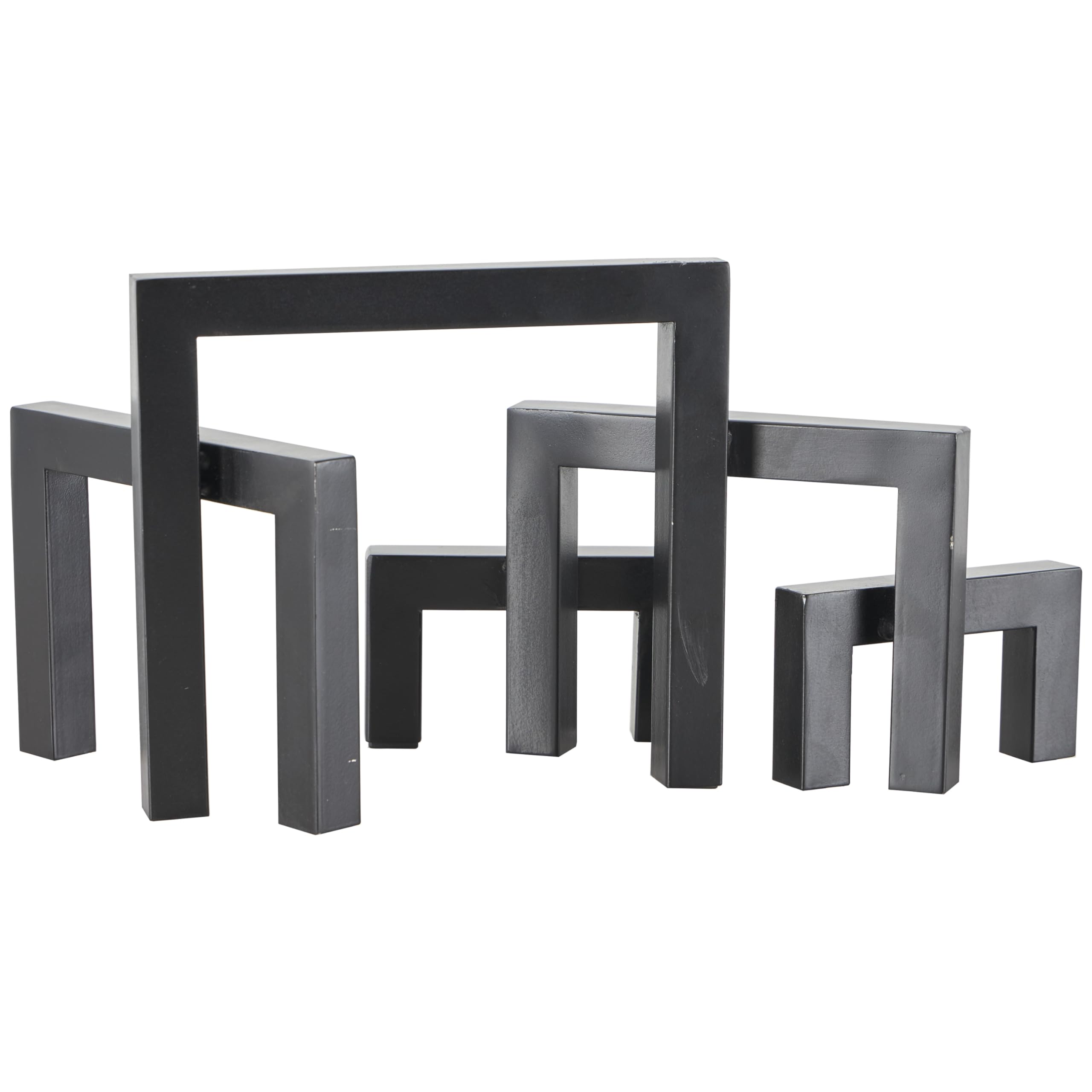 Deco 79 Geometrische dekorative Skulptur aus Metall, abstrakt, quadratisch, gewölbt, Heimdekoration, Akzentfigur, 33 x 12,7 x 17,8 cm, Schwarz