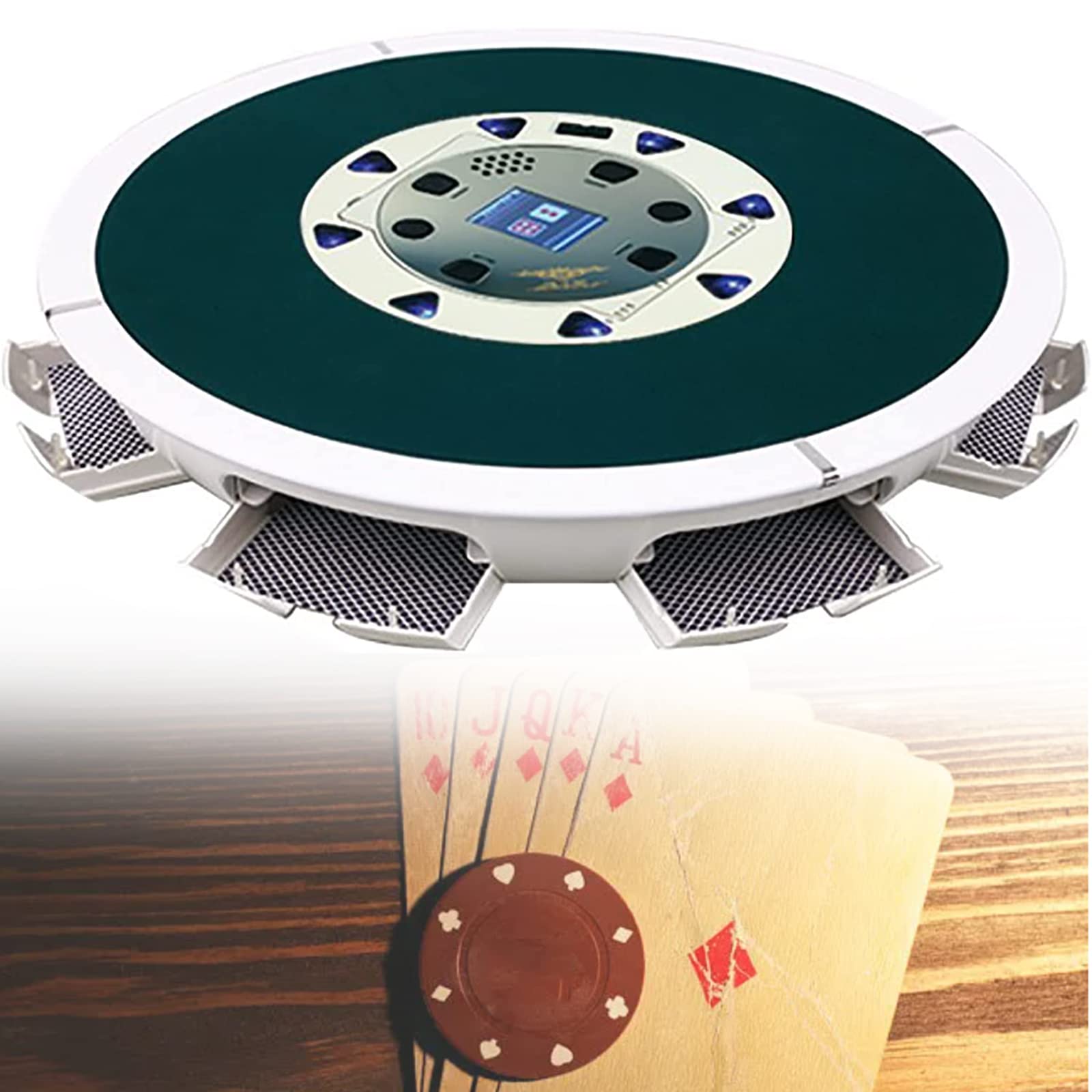 Mélangeur de Cartes Automatique, Croupier de Cartes électrique Portable, Prend en Charge 1 à 8 Joueurs pour Jouer en même Temps et la Plupart des règles de Poker, Convient pour la Maison, Le diverti
