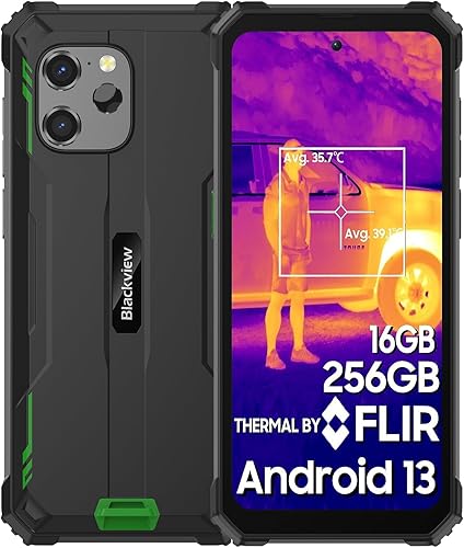 Blackview Teléfono inteligente resistente desbloqueado, 2023 BV8900 (cámara de imagen térmica FLIR) Teléfono resistente, 16GB RAM+256GB ROM (hasta
